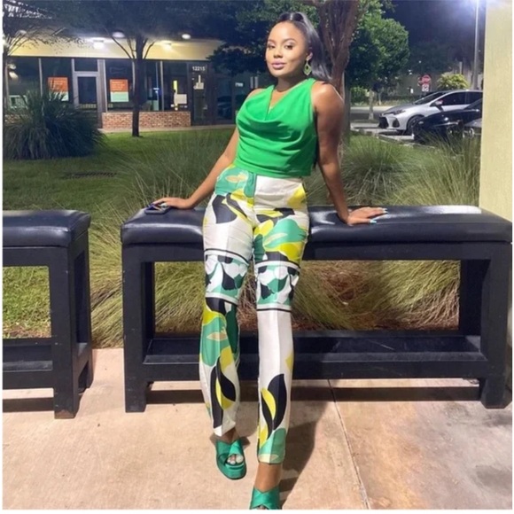 A287 NWT BLOGGER FAVE ZARA SATIN EFFECT PRINT PLAZZO PANTS - Picture 7 of 8